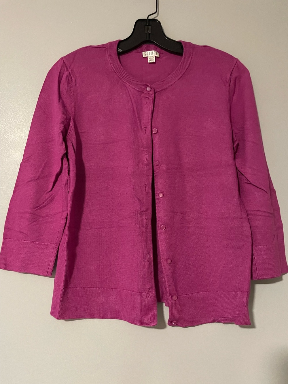 🌸Spense Women’s Magenta Button-Front Knit Cardigan